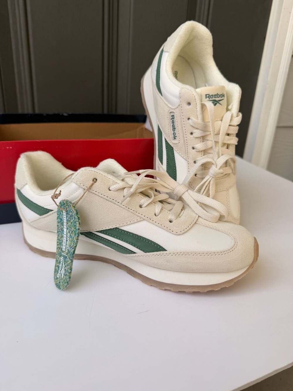 Reebok R400 Chalk/Chalk/Glen Green Retro Casual Sneakers